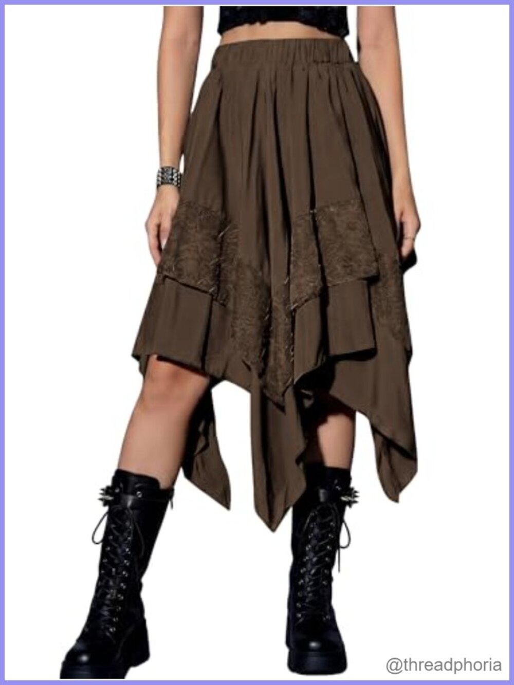 Asymmetrical Renaissance Goth Skirt High Waist Flowy Lace Fairy